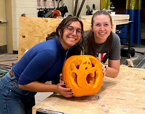 Vanessa and friend with jack-o-lantern
