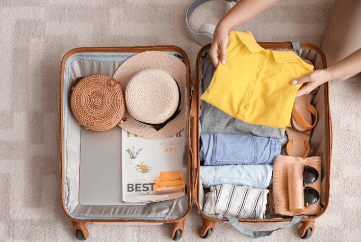 open suitcase being packed