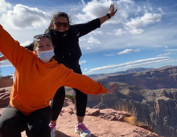 Vanessa and host mom posing in front of Grand Canyon