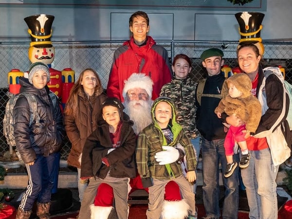 large family with Santa