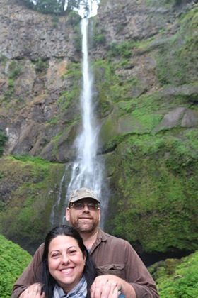 Bob and Carla in front of Multnomah Falls