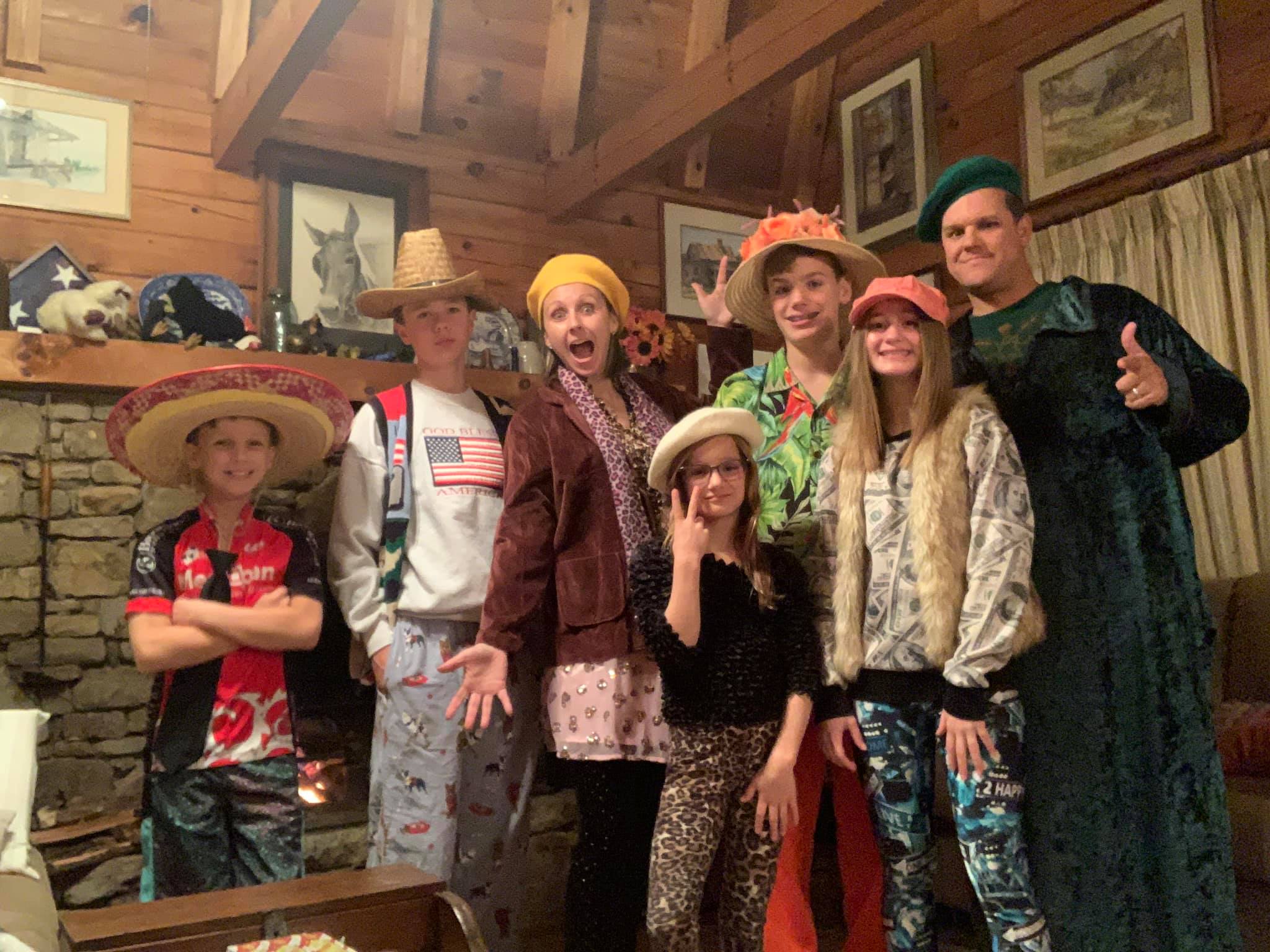 family dressed up in crazy costumes