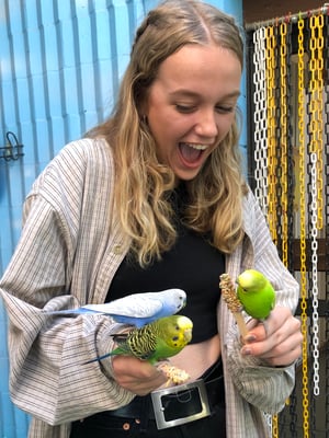 Elvira and the birds at Gatorland