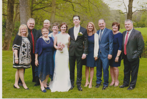 family with bride and groom