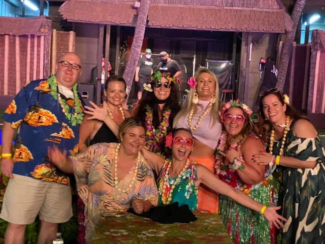 group is crazy Hawaiian costumes