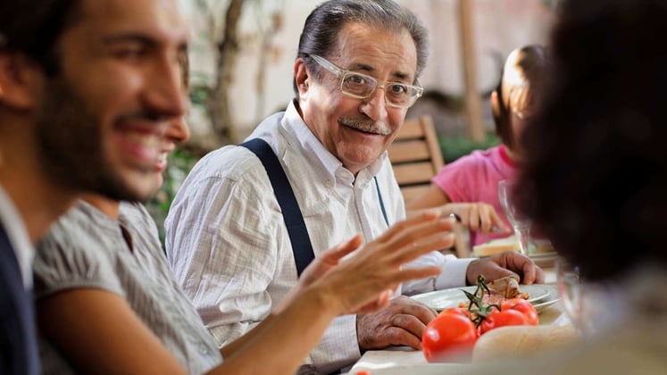 Italian family eating together