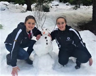 two girls with snowman