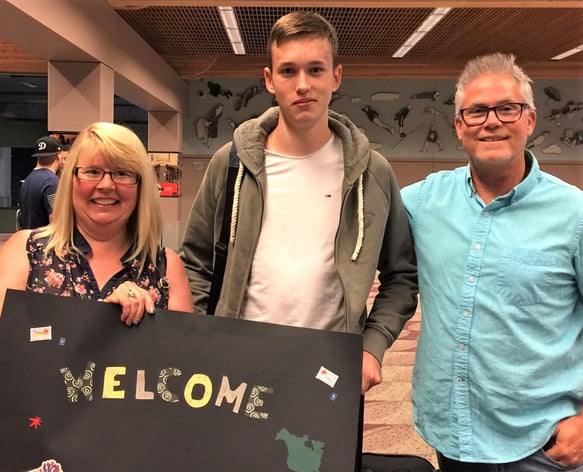 couple with German boy at the airport