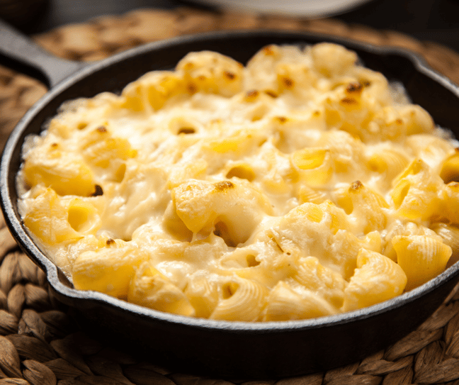 Mac and cheese in cast iron pan