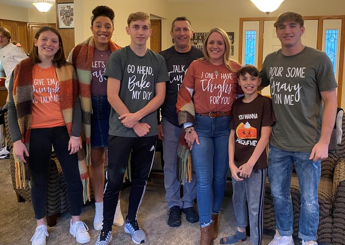 family with funny Thanksgiving tshirts