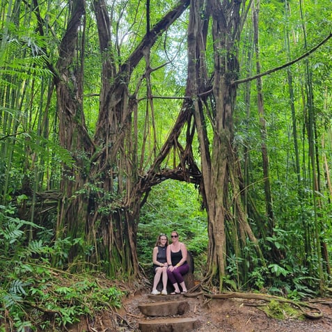 mother & daughter in rainforest