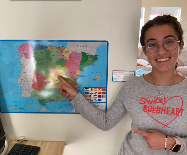 Paula with map of Spain