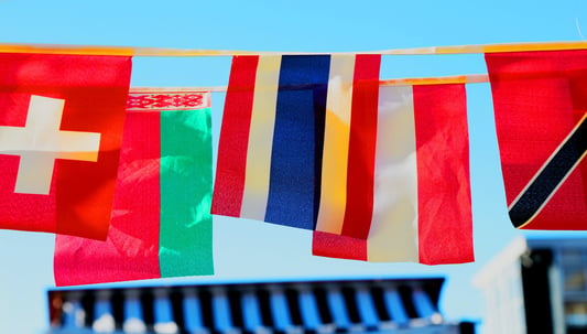 string of flags from various countries