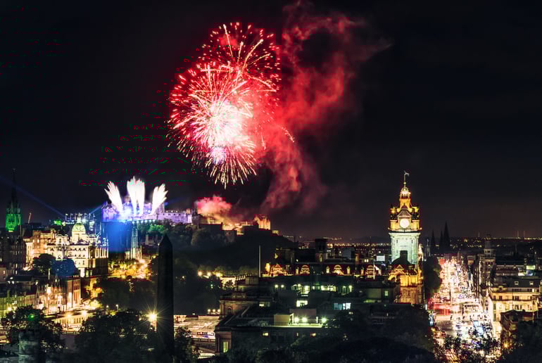 Fireworks over Edinburgh, Scotland