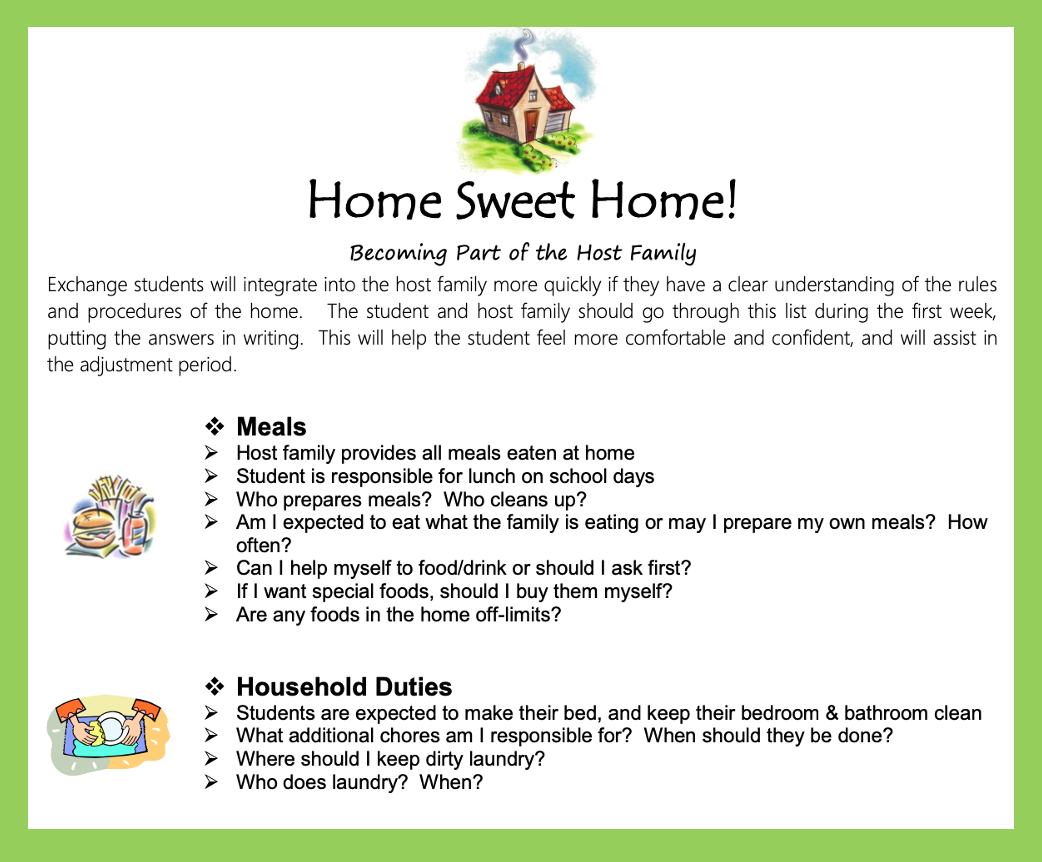 Home Sweet Home host family conversation guide