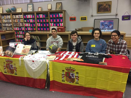 Spanish exchange students sharing their culture and and prepared for a Spanish style tertulia