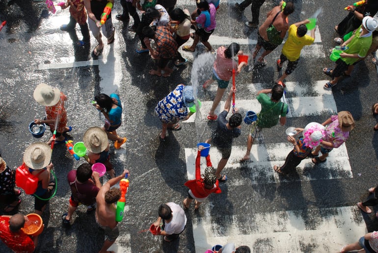 Photo of water fight in Thailand