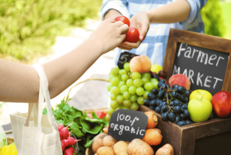 Farmer's market image with fresh produce