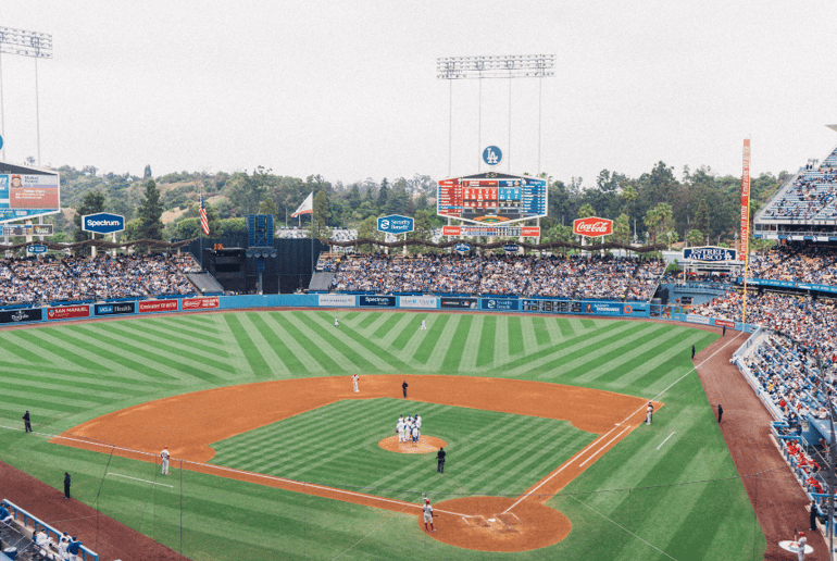 Baseball field with crowd