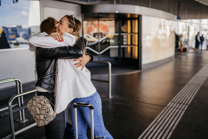 Hugging at the airport