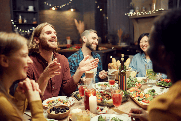 family laughing around the table