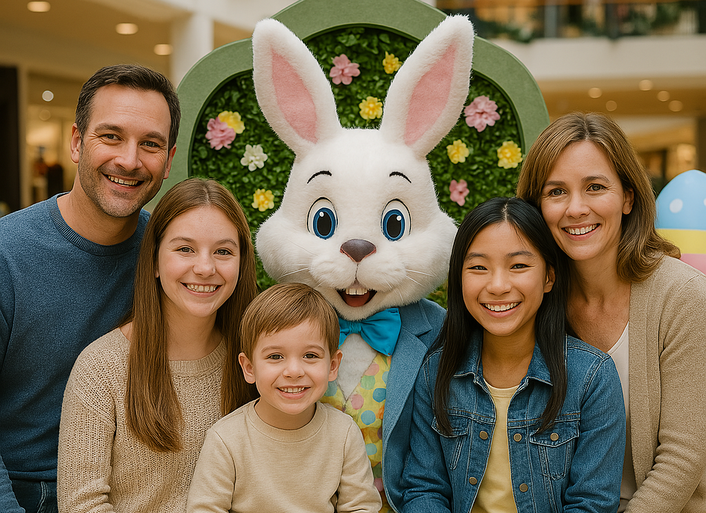 family with the Easter bunny