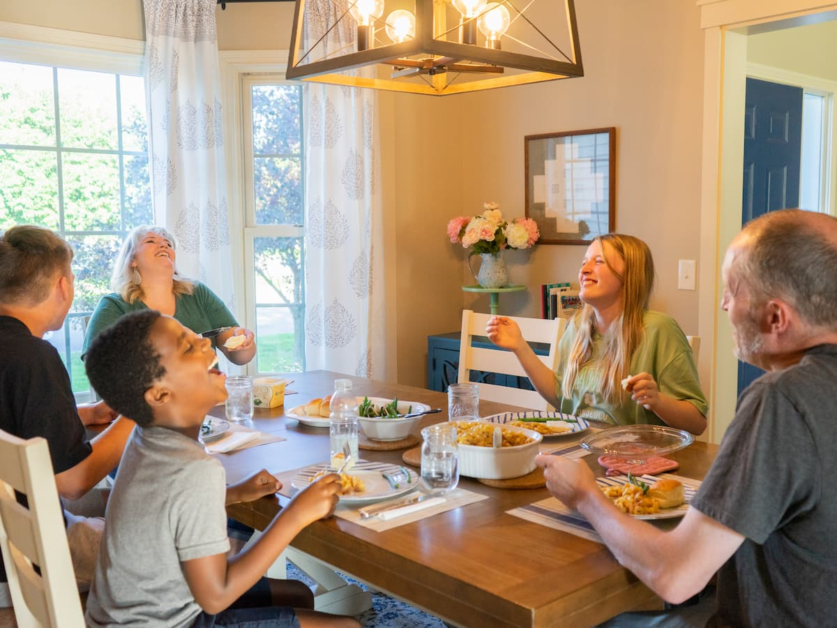 family eating dinner