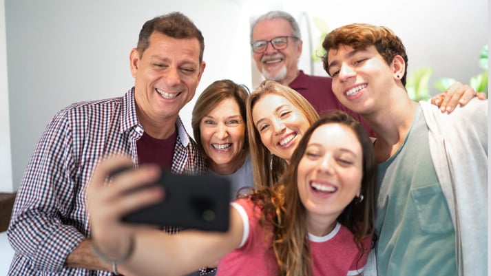 family taking a selfie