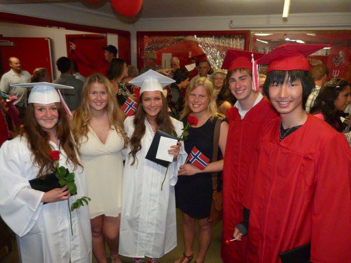 Norwegian exchange students at graduation