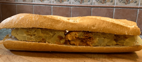 Spanish omelette on baguette