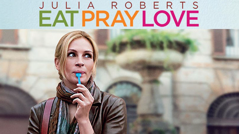 Movie poster for the movie, Eat, Pray, Love.
