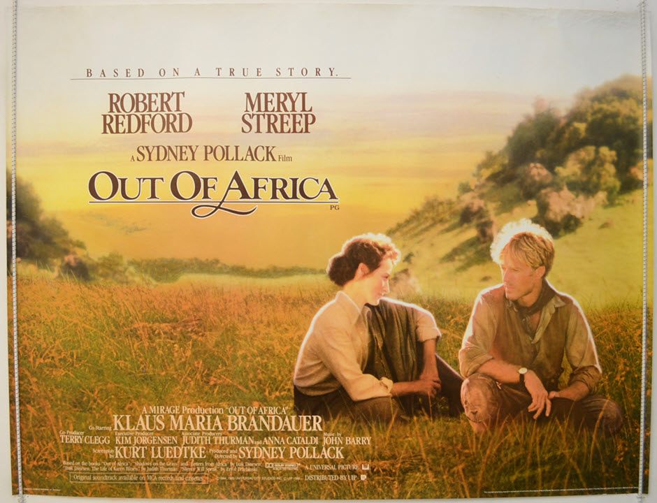 Movie poster for the movie, Out of Africa.