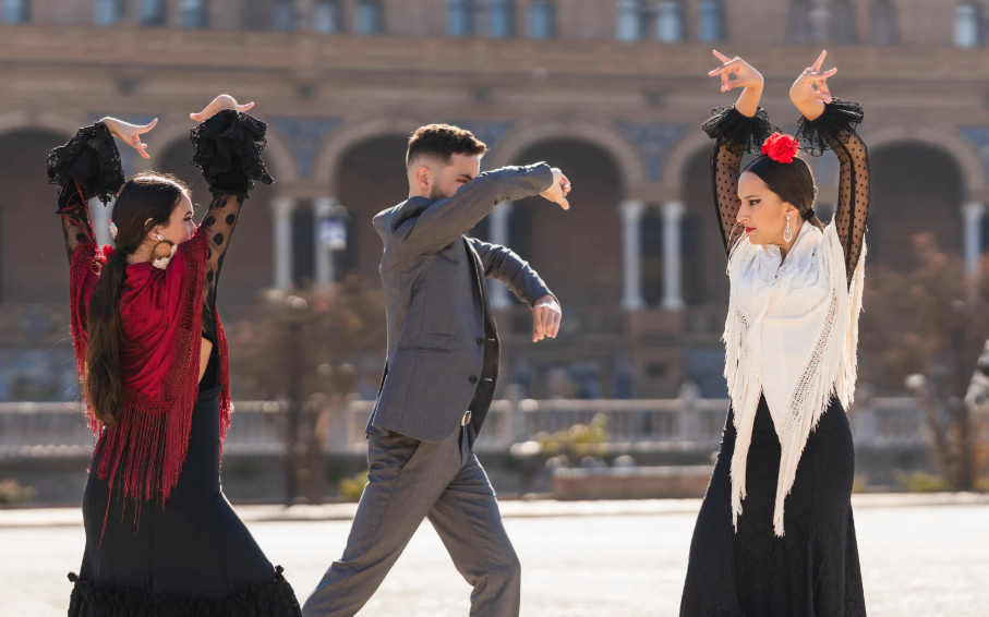 flamenco dancers in town square