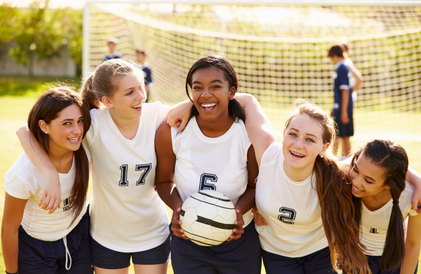 five girls on soccer team