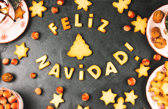 Felix Navidad spelled out in cookies