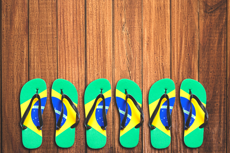 three pairs of Brazilian flip flops