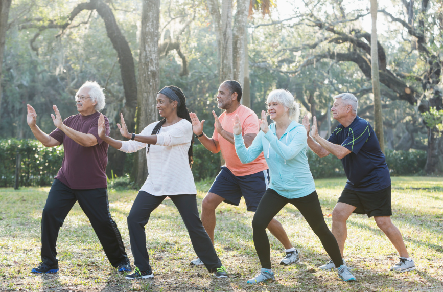 group of people doing taichi