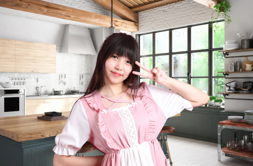 Korean girl doing peace sign
