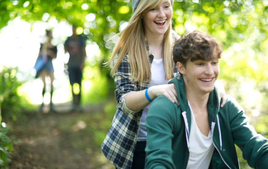 German teens on bike in country