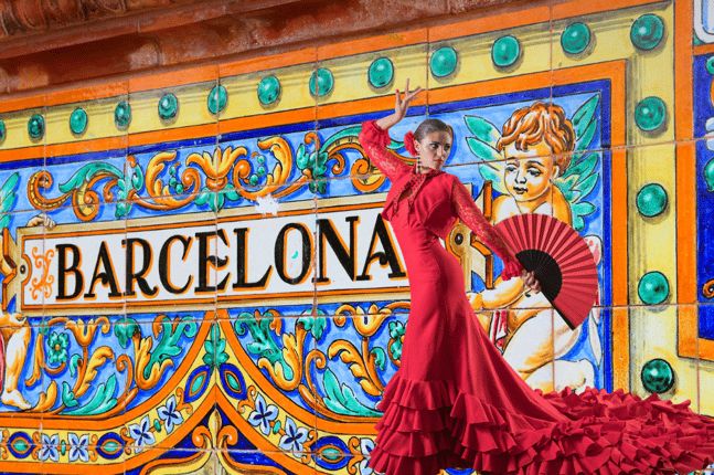 Flamenco dancer in Barcelona, Spain.