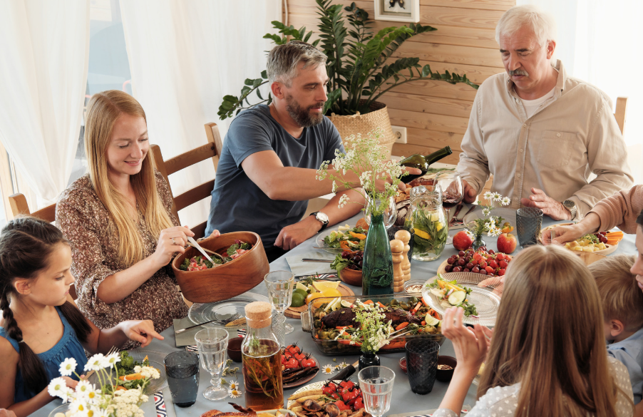 family around dinner table