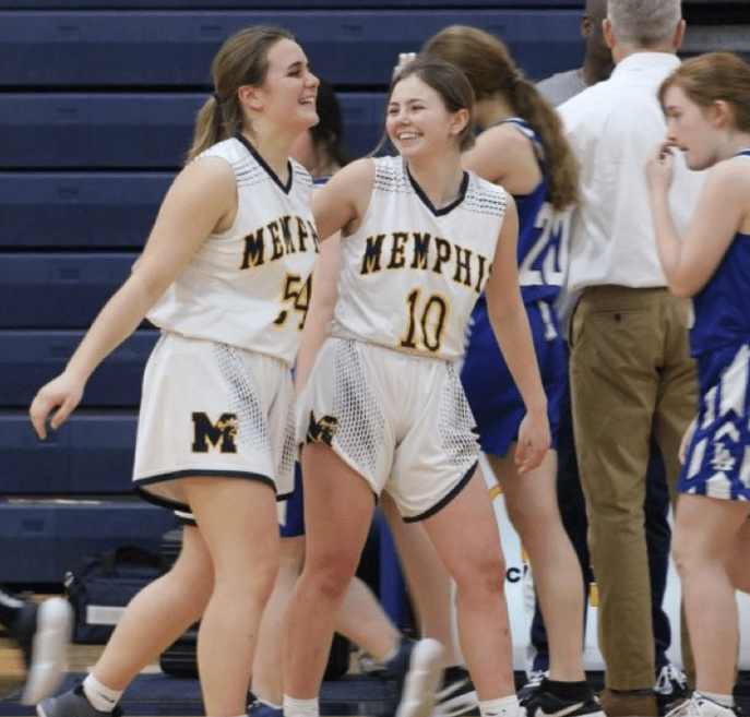 two teen girl basketball players