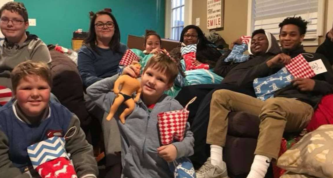 large family at Christmas