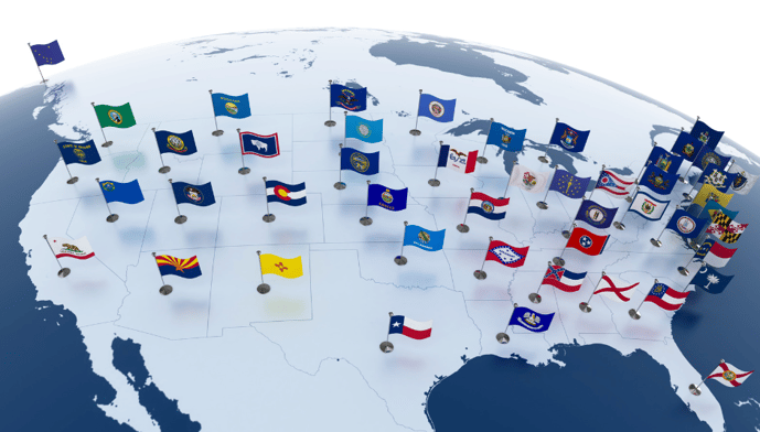 U.S. map with state flags