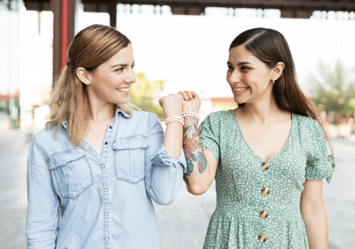teen girls with matching bracelets