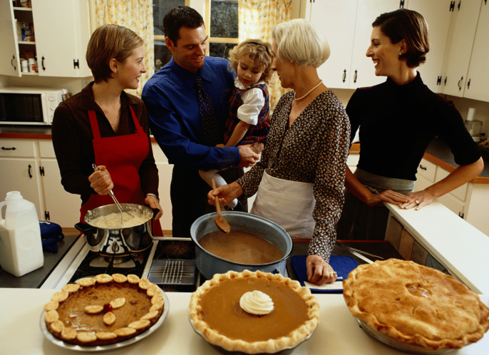 family cooking together