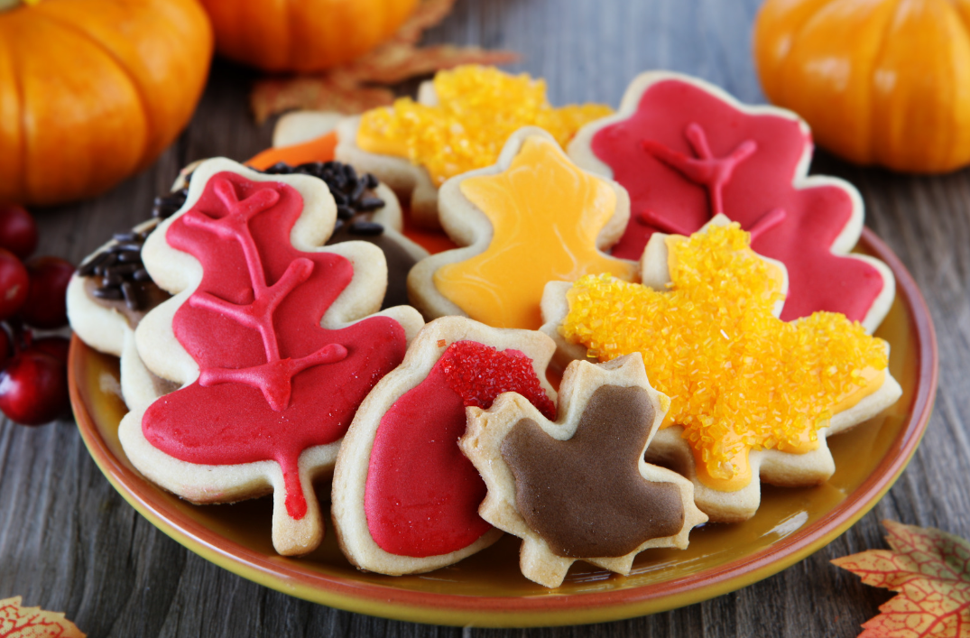 fall leaf frosted cookies