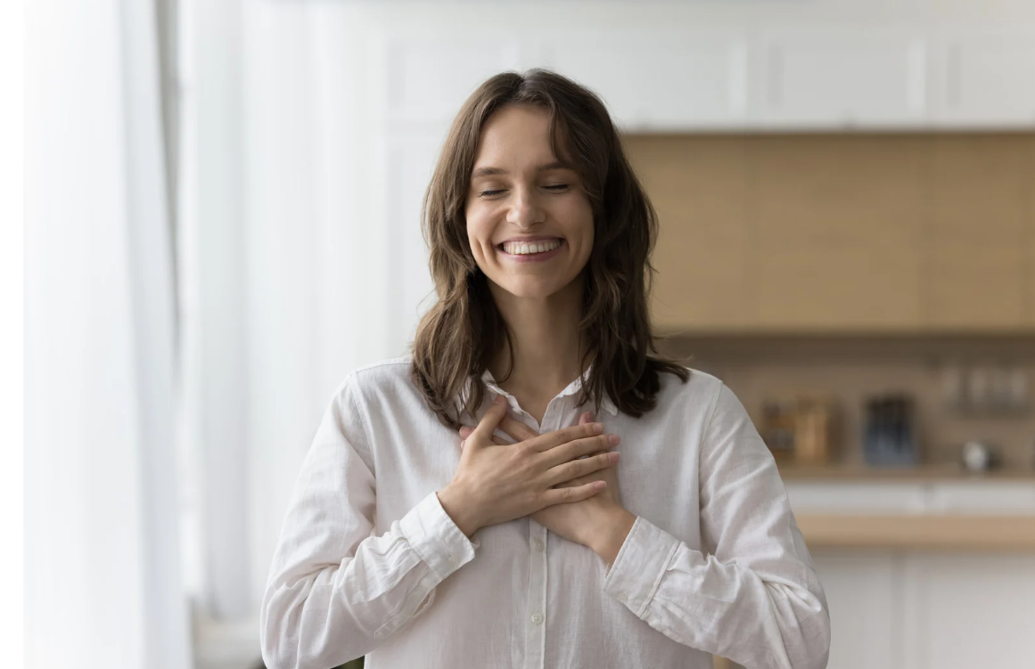 smiling grateful girl