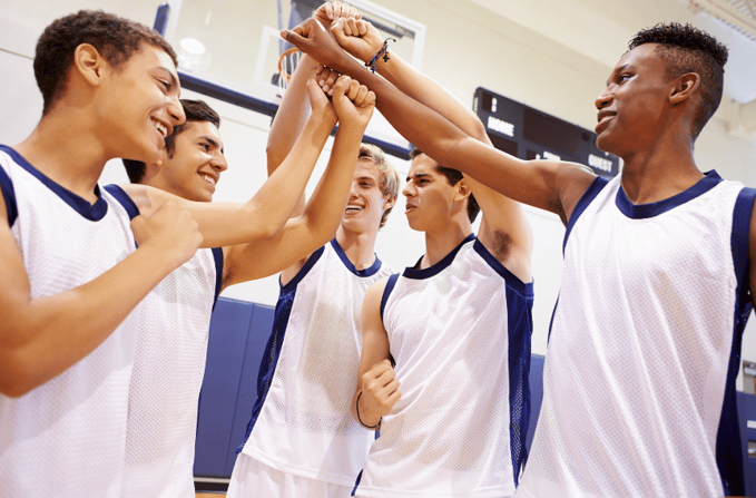 teen boys on a basketball team