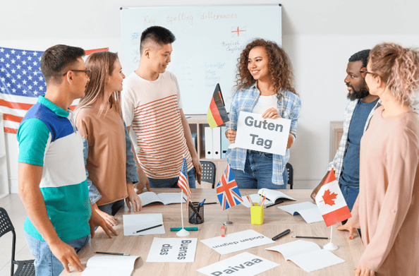 teen girl teaching German